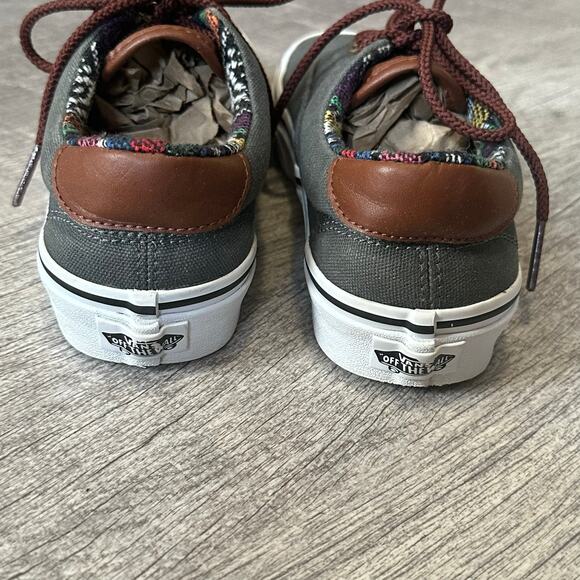 VANS Era 59 Charcoal Grey Skate Shoe Mens 5 / W 6.5 Aztec Print Leather Accent - Picture 8 of 11